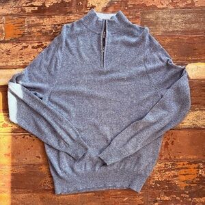 Faherty Men's Dual Knit Blue Gray 1/4 Zip-Up Pullover Sweater | XXL